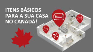 Divisão visual por cômodos com itens essenciais para o primeiro lar no Canadá